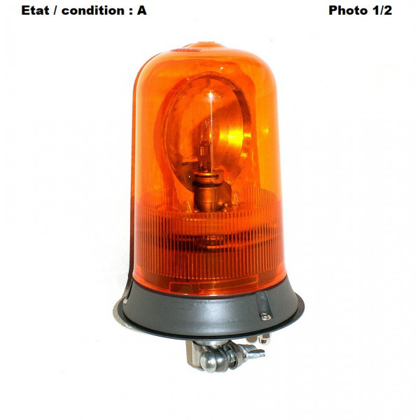 Complete orange rotating beacon 12V on pole AJBA GF10