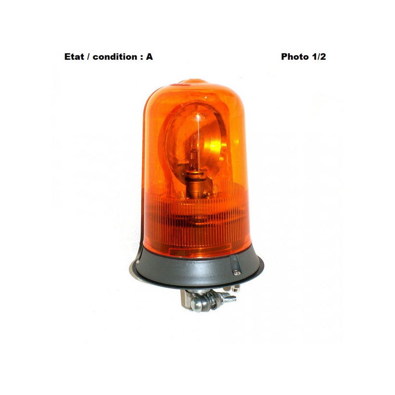 Complete orange rotating beacon 12V on pole AJBA GF10