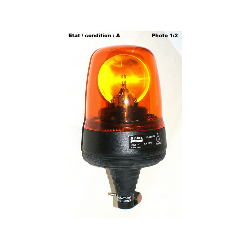 Complete orange rotating beacon 12V on pole ELECTRA M519