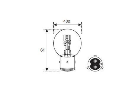 BA21d - Lampe 6V / 9V 36/36W jaune