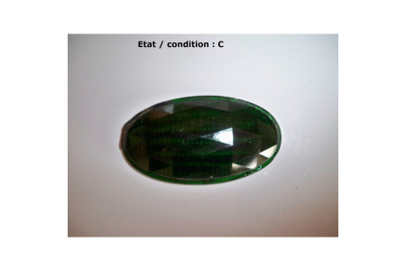 Cabochon feu vert à facettes de dépassement (verre)