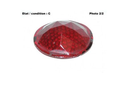Cabochon feu rouge à facettes (verre)