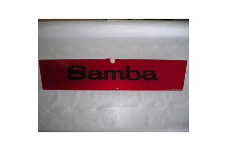 Red decorative plate "104 ZS"