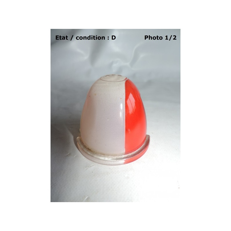 Cabochon feu gabarit rouge/blanc "obus" AXO (verre)