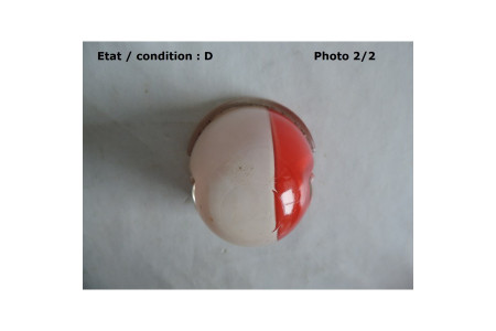 Cabochon feu gabarit rouge/blanc "obus" AXO (verre)